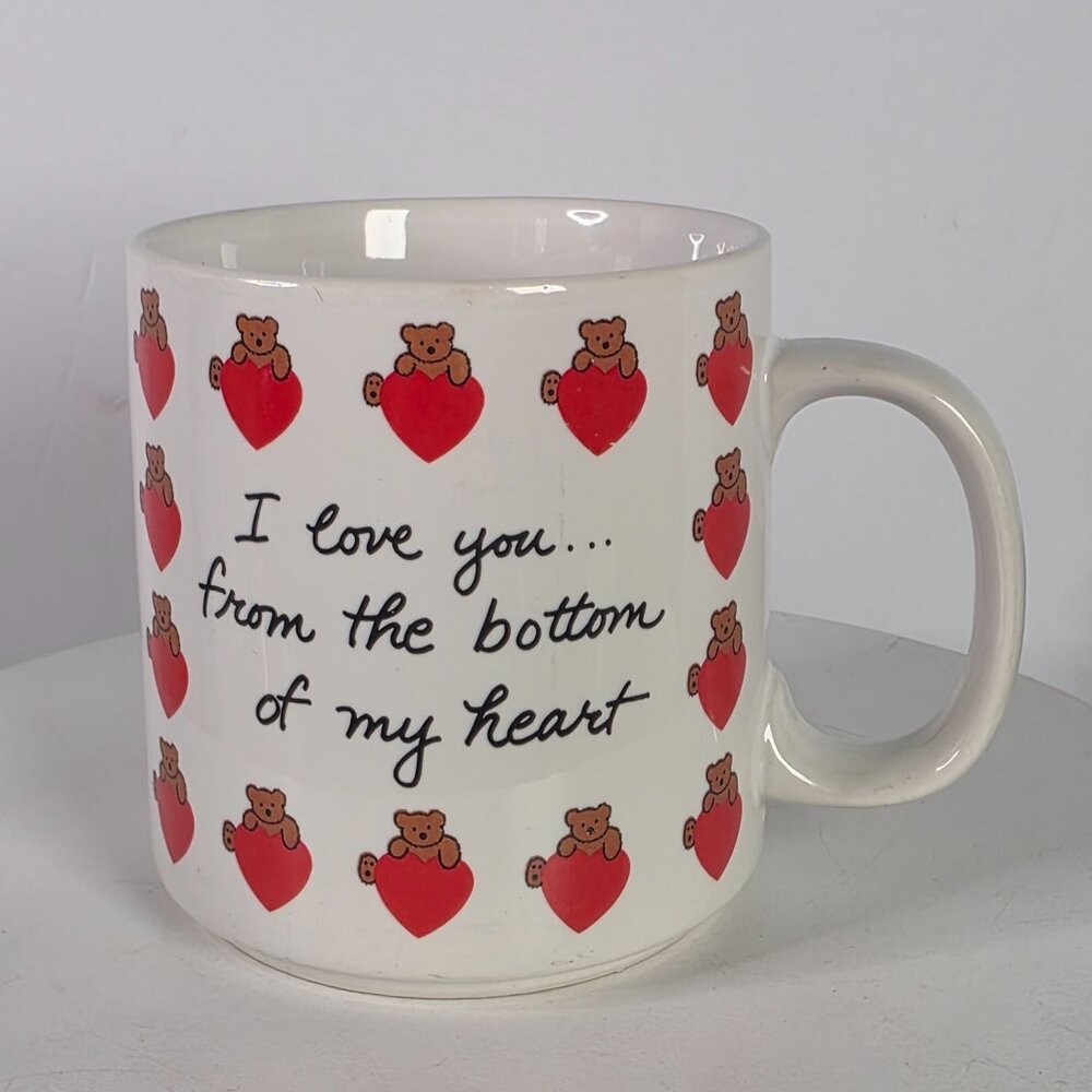 Vintage Russ Berrie & Co Bear Hearts Mug